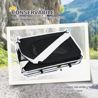 Remolque de Bicicleta para Perros de Tamaño Mediano con Ventanas Laterales y Bandera, Remolque para Bicicleta de Acero y Tela Oxford, 130X73X90 Cm
