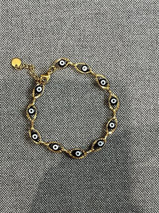 Pulsera acero dorado ojos turcos