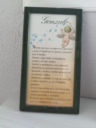 Cuadro nombre Gonzalo madera verde