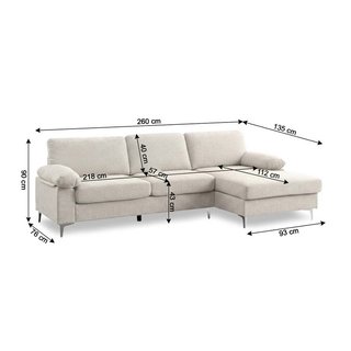 Sofá Kave chaise longue beige