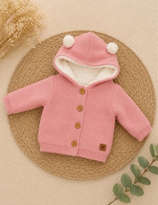 Chaqueta bebé rosa con capucha talla 1-3 meses
