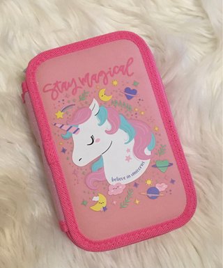 Estojo Escolar Unicórnio Rosa