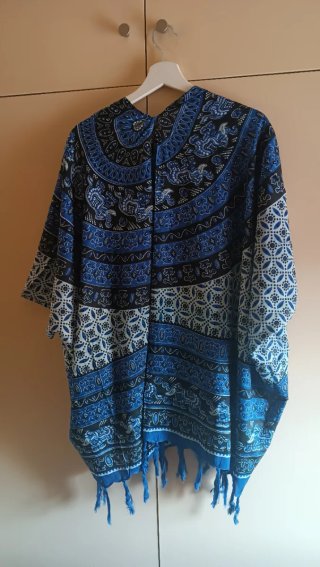 Poncho Playero Azul y Negro O Verde y Negro