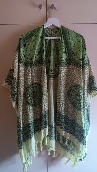 Poncho Playero Azul y Negro O Verde y Negro