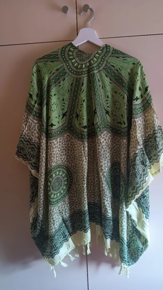Poncho Playero Azul y Negro O Verde y Negro