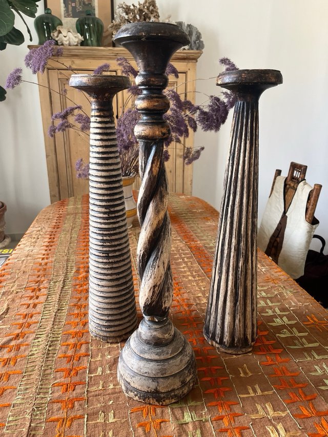 Conjunto 3 Candelabros Madera