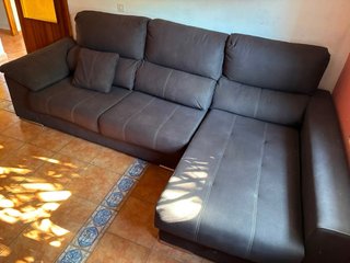 Sofá chaise longue marrón tela