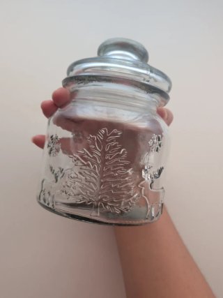 Bote Navideño Cristal Árbol y Ciervos