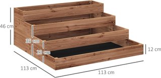 Huerto Elevado Exterior de 4 Niveles en Madera de Abeto, Jardín de Balcón con Fondo Abierto y Funda de Tela, para Plantas, Flores y Verduras, para Jardín Balcón, 113X113X46 Cm, Café Oscuro