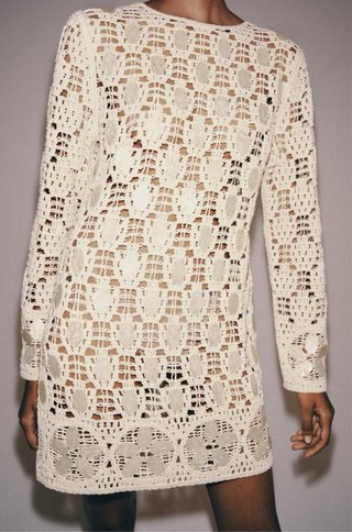 VESTIDO PUNTO CALADO ABALORIOS ZARA