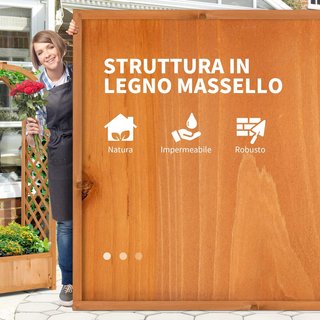 Cama para Huerto Elevado de Exterior con Rejilla y Arco Decorativo, Jardín de Exterior con Fondo Hueco para Plantas Trepadoras en Abeto, para Flores y Verduras, 83X36X152 Cm, Marrón