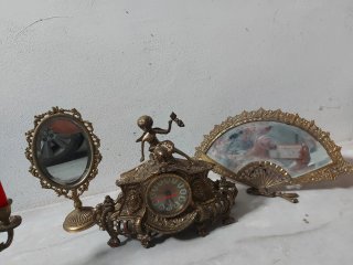 Conjunto Bronce 5 Piezas Reloj Antiguo