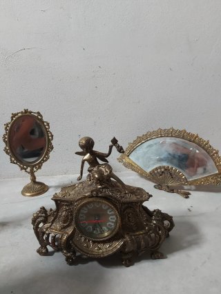 Conjunto Bronce 5 Piezas Reloj Antiguo