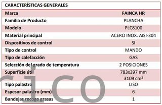 Plancha Gas Acero Laminado Serie 100 - PLC8100