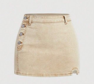 Falda vaquera beige con botones
