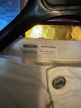 Bershka Pantalón Vaquero Blanco T44 Superskinny