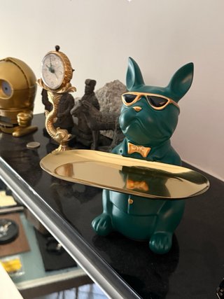 Statuetta Bulldog Francese con Vassoio