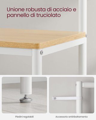 Perchero Con Zapatero, Mueble de Entrada Con Ganchos, Espejo, Banco y Estantes, 35 X 98 X 180 Cm, Pasillo Dormitorio Salón, Moderno, Color Roble y Blanco Nublado HSR415W09