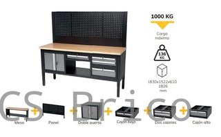 Mesa de Trabajo Modular 1830mm Cajones Doble Puerta y Panel Alyco 129656