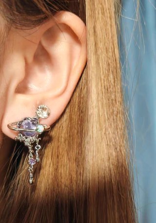 Pendientes pequeños plata y morado