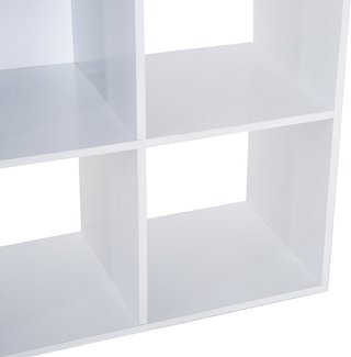 Librería Blanca para Casa y Oficina, Estantería de Diseño Moderno con 9 Compartimentos de Madera, 91X29.5X91Cm