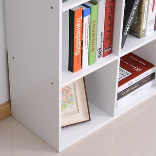 Librería Blanca para Casa y Oficina, Estantería de Diseño Moderno con 9 Compartimentos de Madera, 91X29.5X91Cm