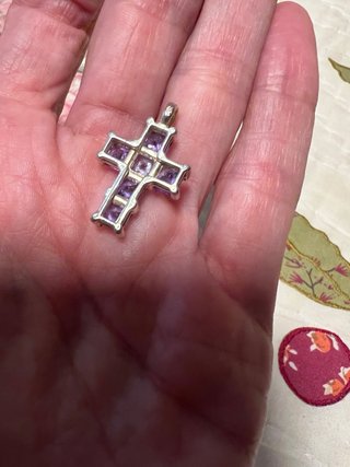 Colgante Cruz Plata y Amatista