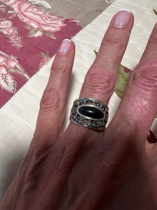Anillo Plata Azabache Ovalado
