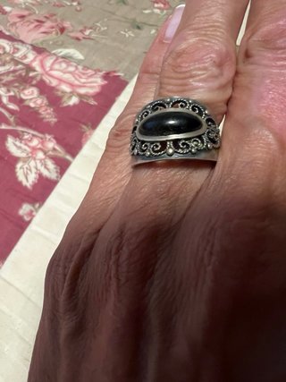 Anillo Plata Azabache Ovalado