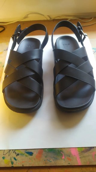 Sandalias de piel negras hombre