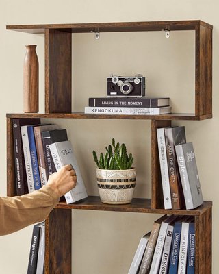 Estantería de 6 Niveles, Librería, 24 X 70 X 191,6 Cm, Divisor de Habitación, Organizador de Cubos, Estilo Moderno, para Sala de Estar, Dormitorio, Oficina, Marrón Vintage LBC61BX