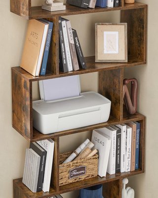 Estantería de 6 Niveles, Librería, 24 X 70 X 191,6 Cm, Divisor de Habitación, Organizador de Cubos, Estilo Moderno, para Sala de Estar, Dormitorio, Oficina, Marrón Vintage LBC61BX