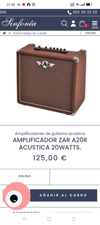 Amplificador Guitarra Acústica ZAR 2o watts RMS