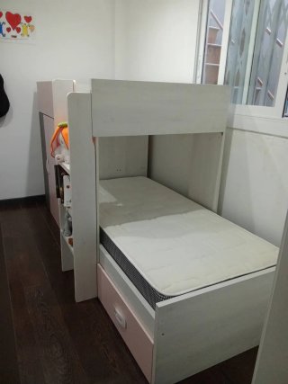 Litera tren niña rosa y blanca