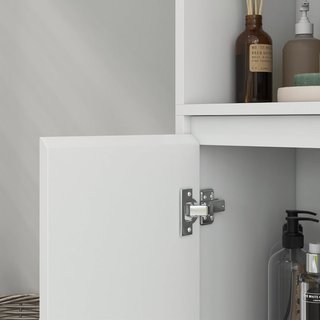 Mueble de Baño Con 3 Estantes Abiertos y Armario de Una Puerta, Mueble de Baño Con Estante Interno Regulable, 53X30X80Cm, Blanco