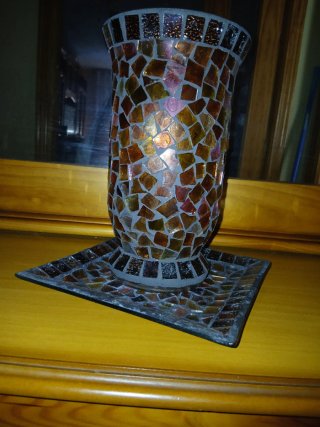 Jarrón mosaico cristal y metal