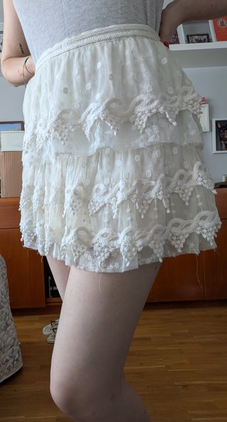Falda corta organza y encaje boho