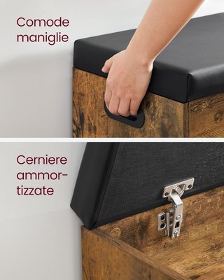 Banco Zapatero de Entrada, Banco Contenedor con Cojín Acolchado, 3 Compartimentos, Estantes, Sala de Estar, Pasillo, Dormitorio, Capacidad 136 Kg, Marrón Vintage LHS30BX