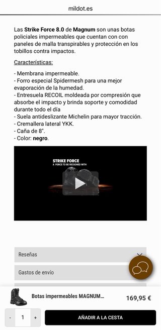 Botas Magnum Strike Force RC 8 Talla 43 nuevas