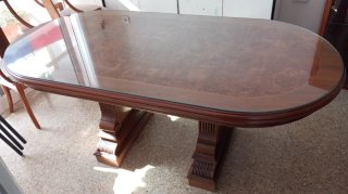 Mesa comedor madera y cristal buen estado