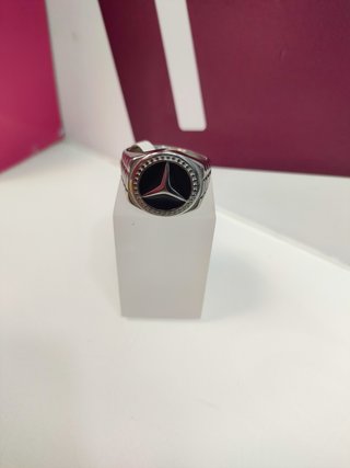 Anillo acero plateado tipo mercedes benz T30