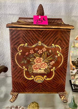 Caja decorativa metal pintada flores