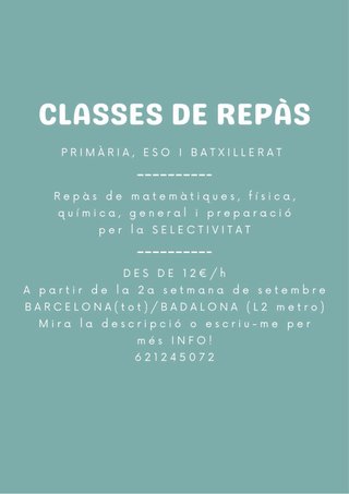 CLASSES DE REPÀS - PRIMÀRIA, ESO I BATXILLERAT