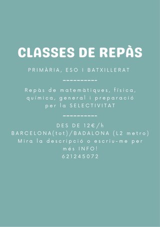 CLASSES DE REPÀS - PRIMÀRIA, ESO I BATXILLERAT