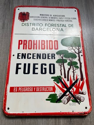 Cartel chapa metalica Prohibido Encender Fuego