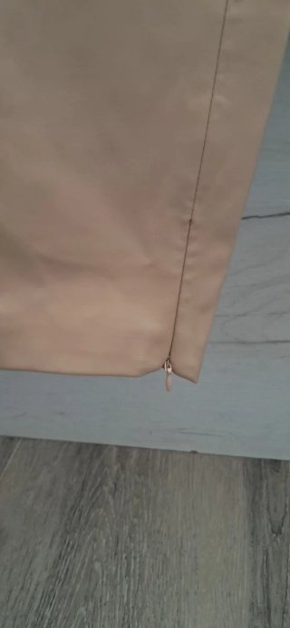 Pantalón Mango Piel Sintética Talle Alto Beige M