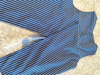 Blusa Zara Talla L, Rayas con Encaje