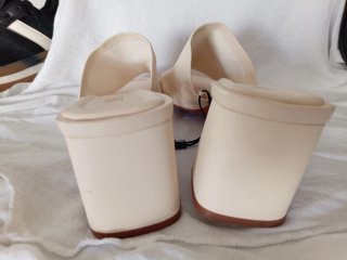 Sandalias Zara Mujer Beige Tacón Cuadrado