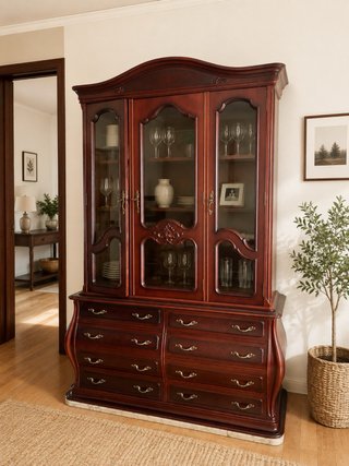 Mueble de salón de madera oscura