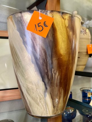 Jarrón cristal tonos dorados y marrones